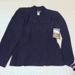 NWT Quiet Luxury Beaded Black Blazer 6 – John Roberts Careerwear Officecore Y2K